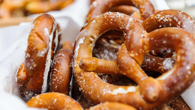 Soft pretzels dusted with salt