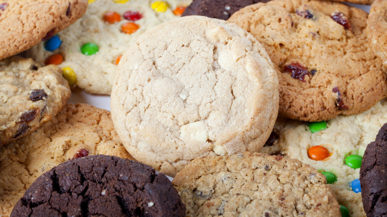 Several cookies in a range of flavors lying in a pile