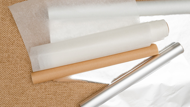 Different papers and foils used in the kitchen