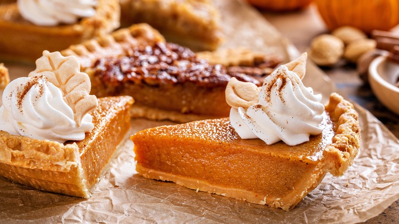piece of pumpkin pie with a fork