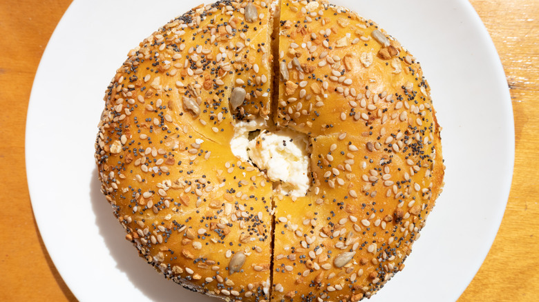 Everything bagel with cream cheese