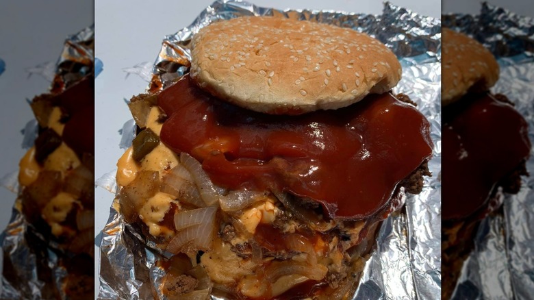 The Bear Burger on tinfoil