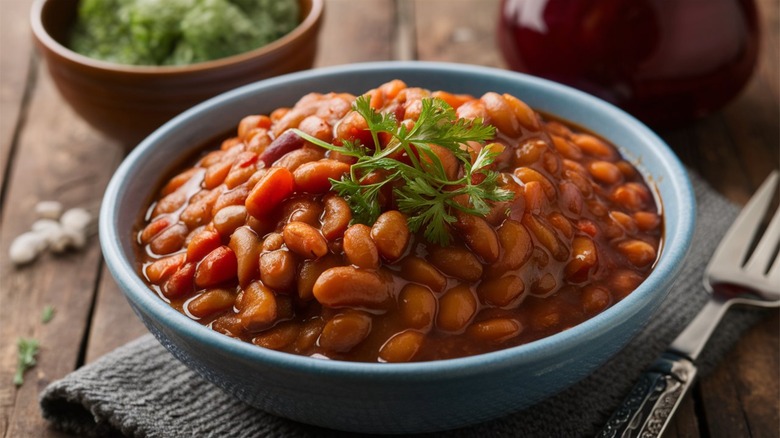 a bowl of baked beans