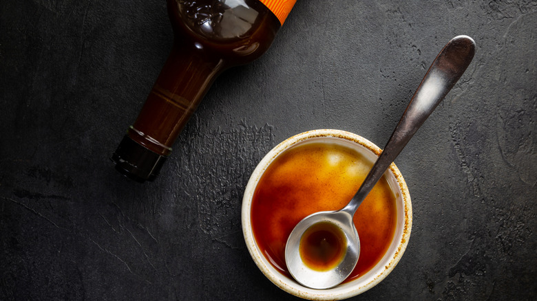 bowl of Worcestershire Sauce pictured