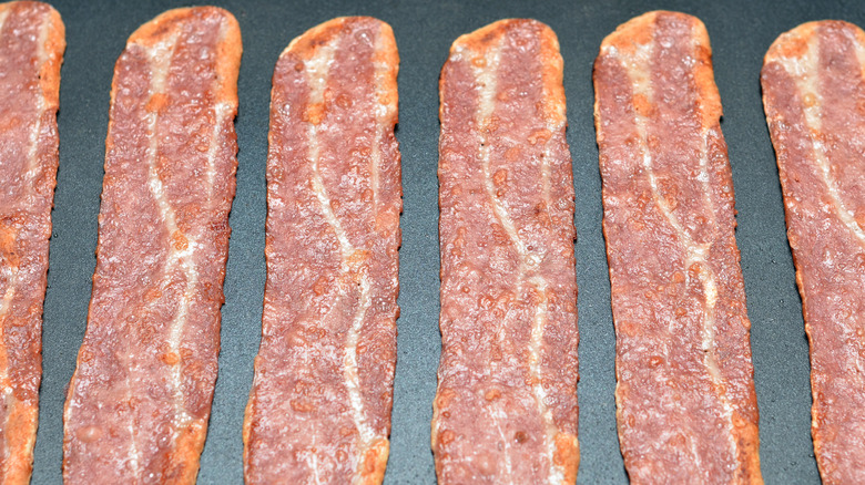 close up of turkey bacon