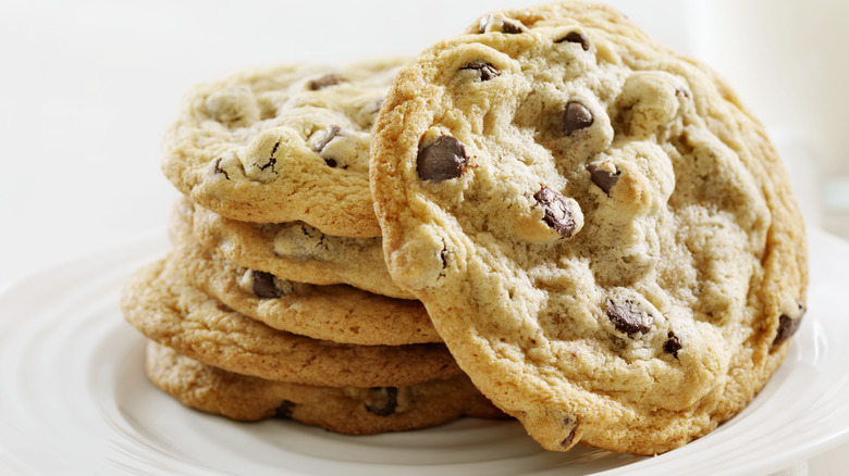 plate of chocolate chip cookies