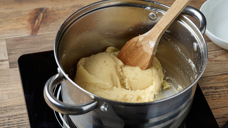 water and flour cooked on the stove to a paste