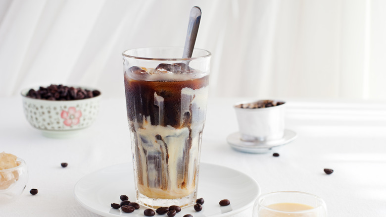 Vietnamese coffee and condensed milk in glass