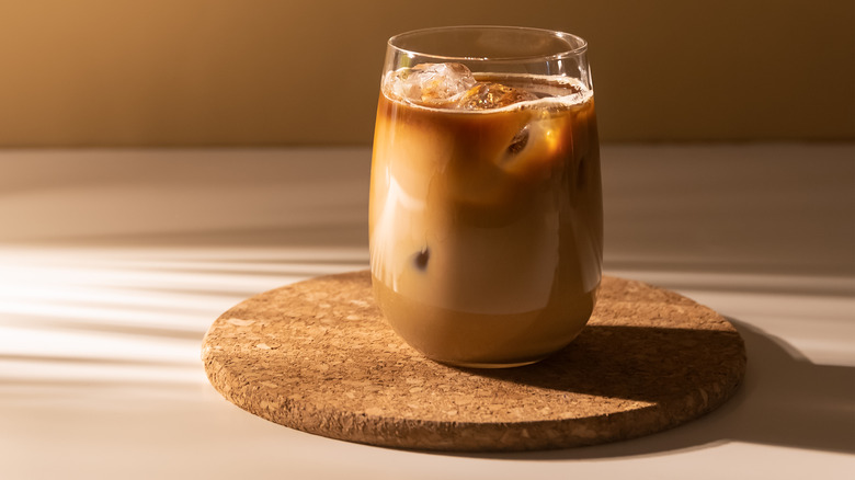 Glass of brewed iced coffee 