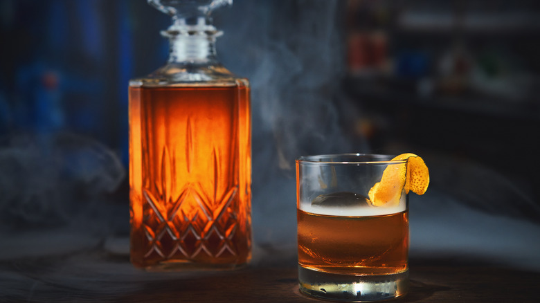 Bottle and glass of whiskey