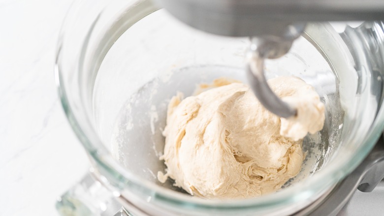 Stand mixer kneading bread dough