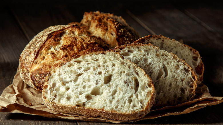 Rustic sourdough sliced bread loaf 