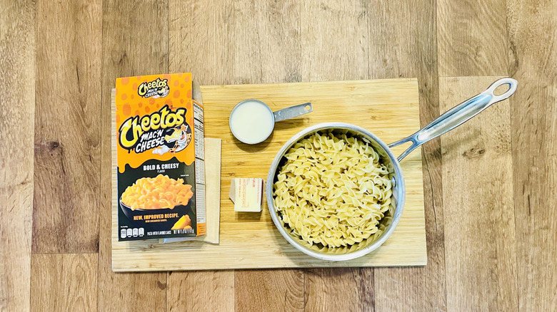 Cheetos brand mac and cheese in pot