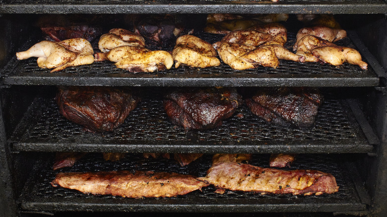 Chicken and other meats in smoker
