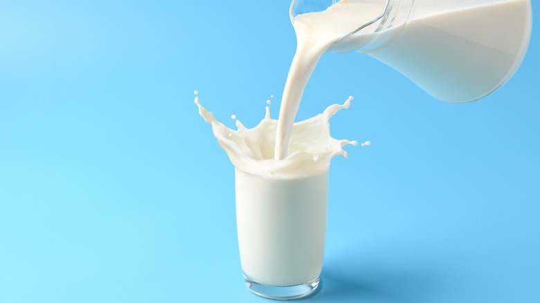 Milk poured into glass