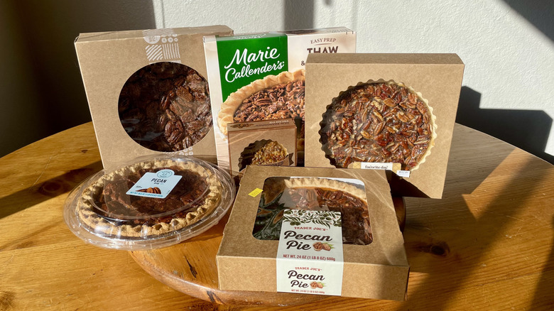 Various store bought pecan pies