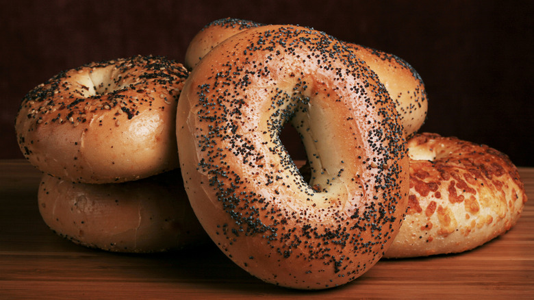 Pile of seeded bagels