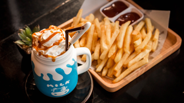 Fries and milkshake