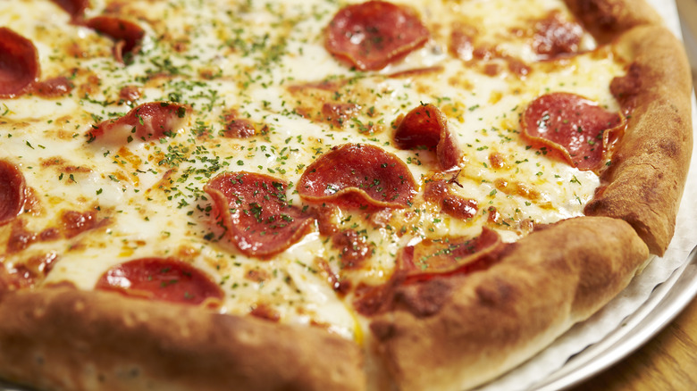Pizza cut into slices