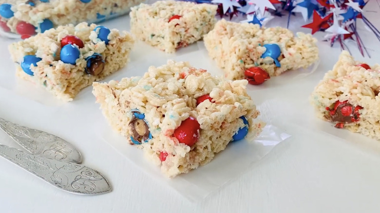 Patriotic Rice Krispies treats.