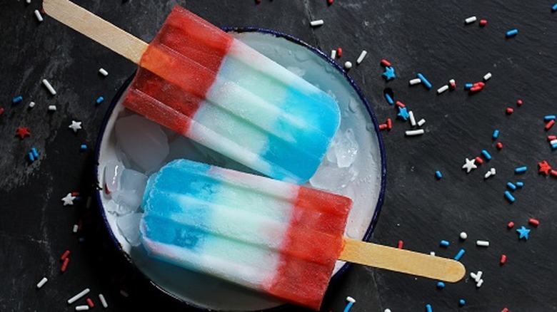 Red, white, and blue popsicles.