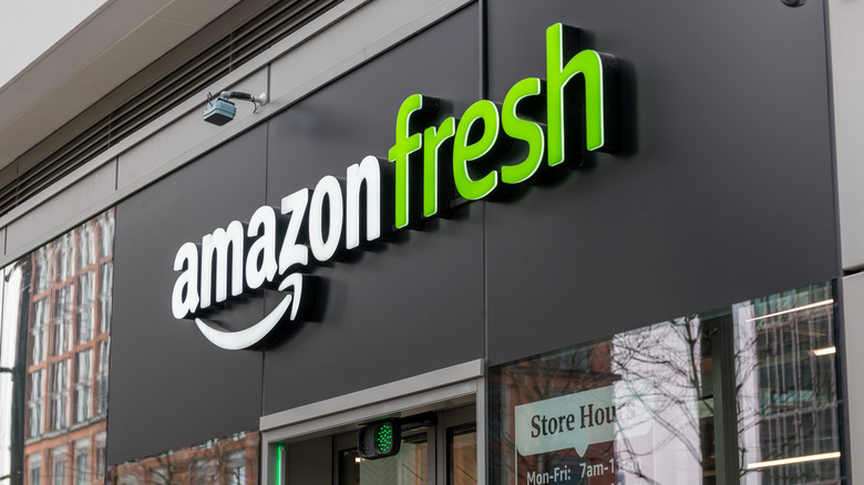 Amazon Fresh sign over store entrance
