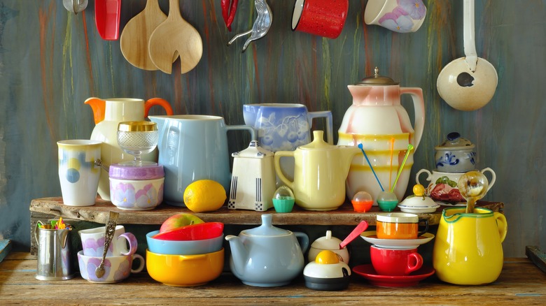 Assorted vintage glassware on a tabletop