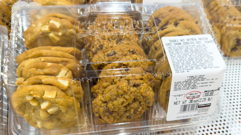 A container of Kirkland Signature Variety Cookies.