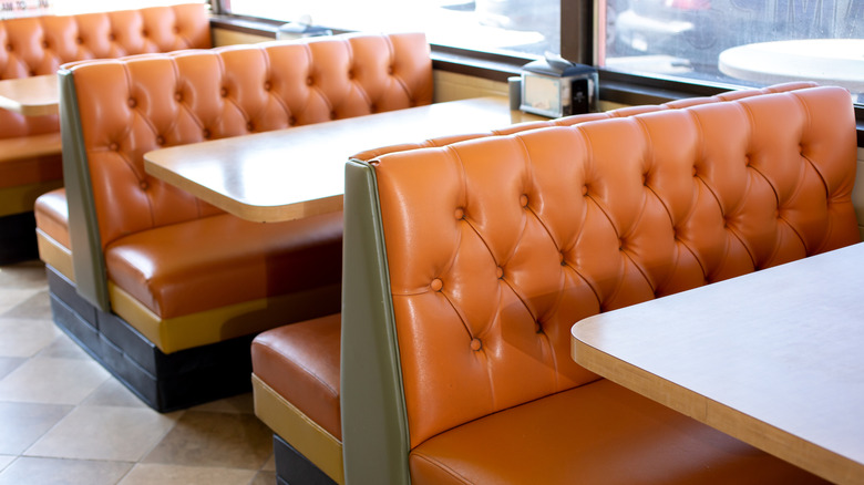 Restaurant booths with orange leather