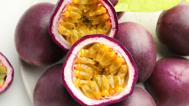 A sliced passionfruit.