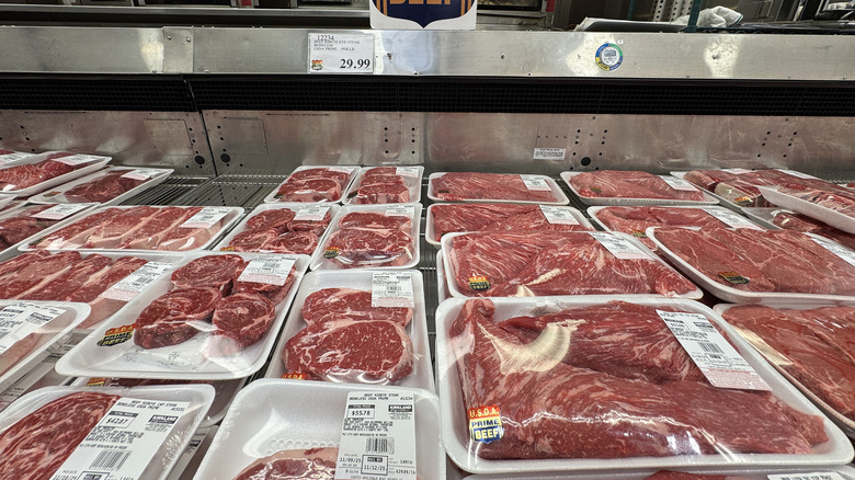 Steaks in a Costco meat department