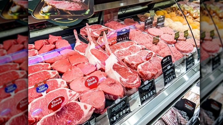 Display case in a Harris Teeter meat department