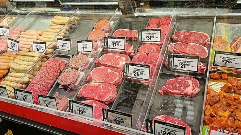 Display case in a Sprouts meat department