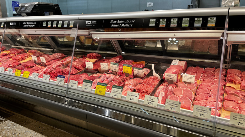 Display case in a Whole Foods Market meat department