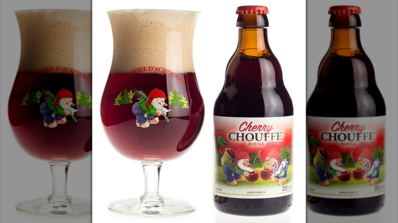 Cherry Chouffe poured into glass.