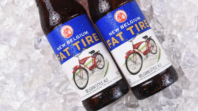 Two bottles of Fat Tire.