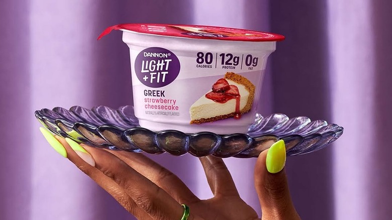 Light & Fit Yogurt on a glass plate