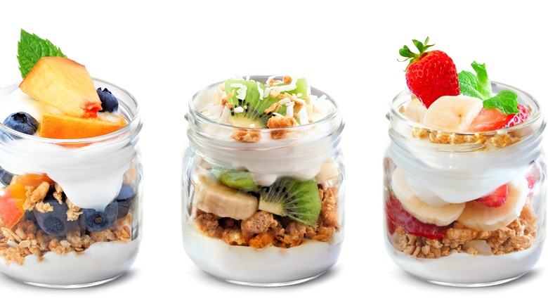 An assortment of yogurt parfaits