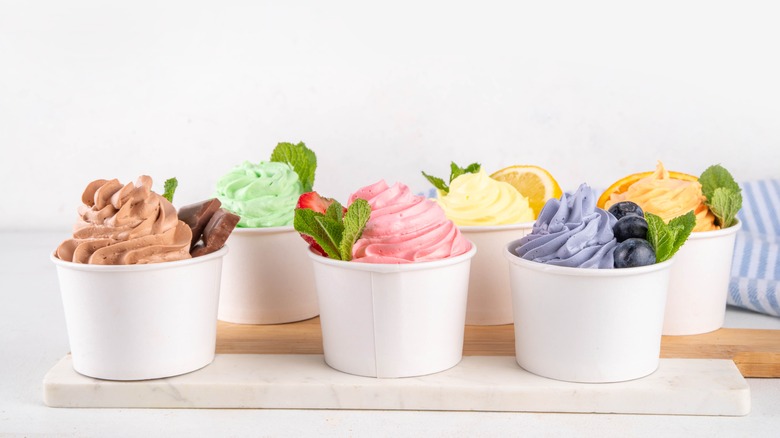 An assortment of frozen yogurts