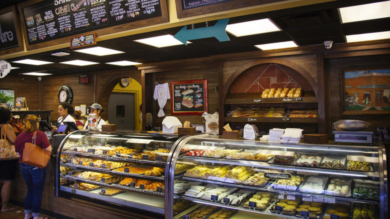 A photo of the pastry case and checkout counter at La Segunda Bakery
