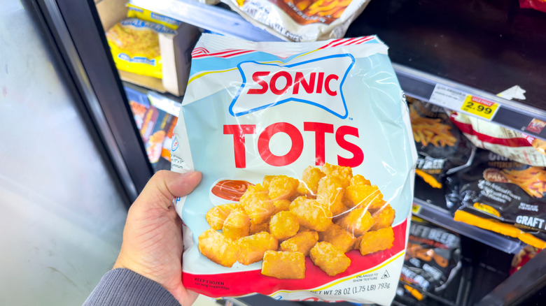 A bag of frozen Sonic tater tors.