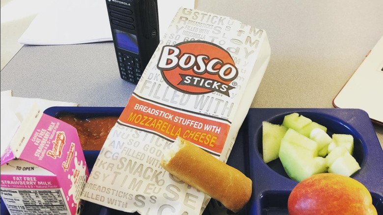 School lunch tray featuring Bosco Sticks