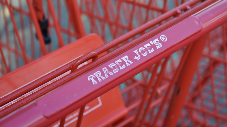 Closeup of a Trader Joe's shopping cart