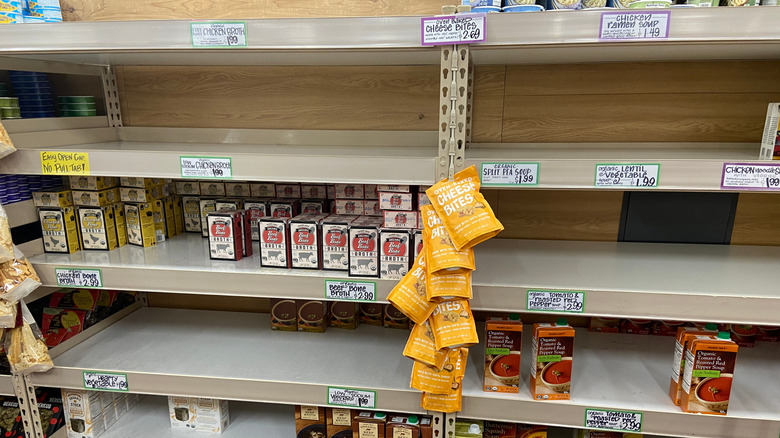Empty shelves at Trader Joe's