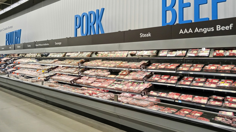 The meat section of a Walmart store