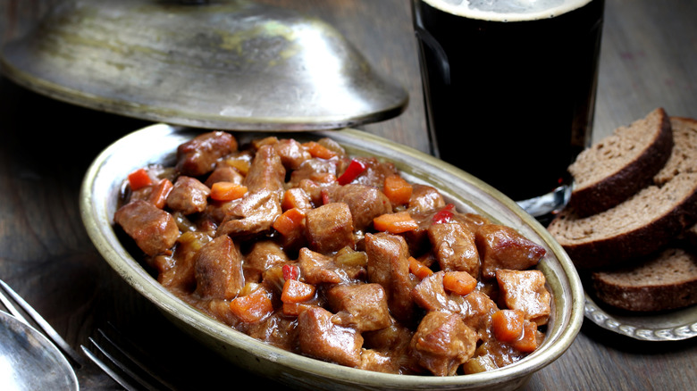 Irish Stew. an Irish dish for St. Patrick's Day. stewed in dark Guinness beer