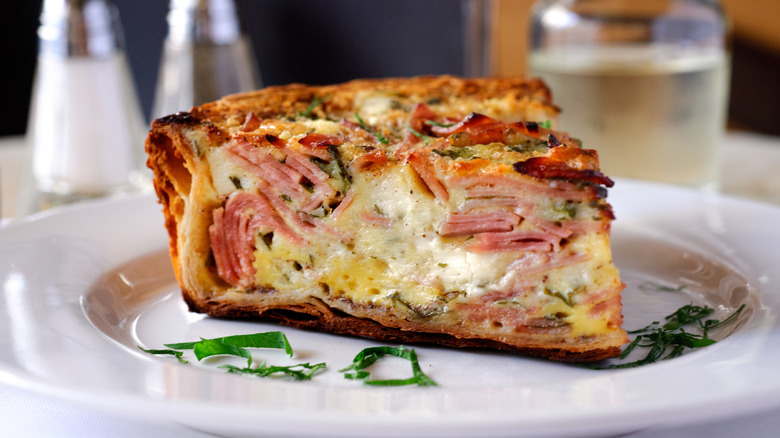 French quiche with ham and cheese.