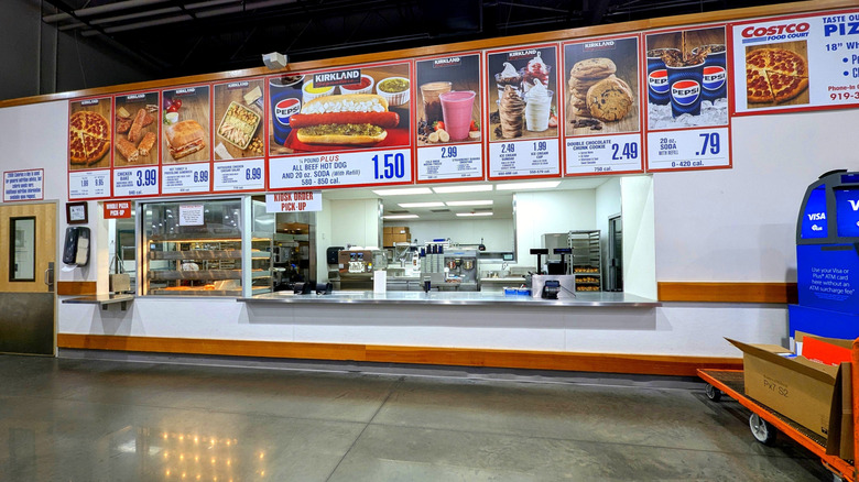 An empty indoor Costco food court