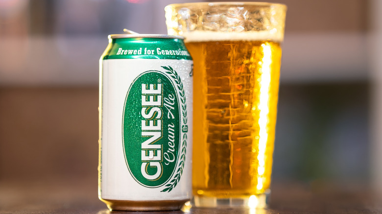 Can and glass of Genesee beer.