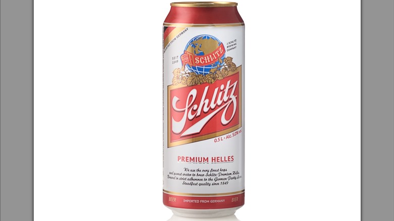 Schlitz beer can against a white background.